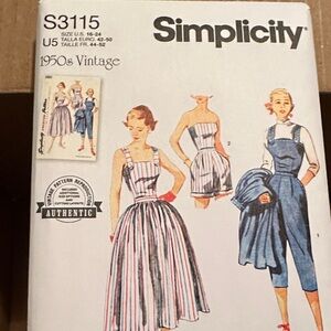 Simplicity 1950s Vintage Pattern - Blue & Red Sz 16-24 New Uncut Factory Folded